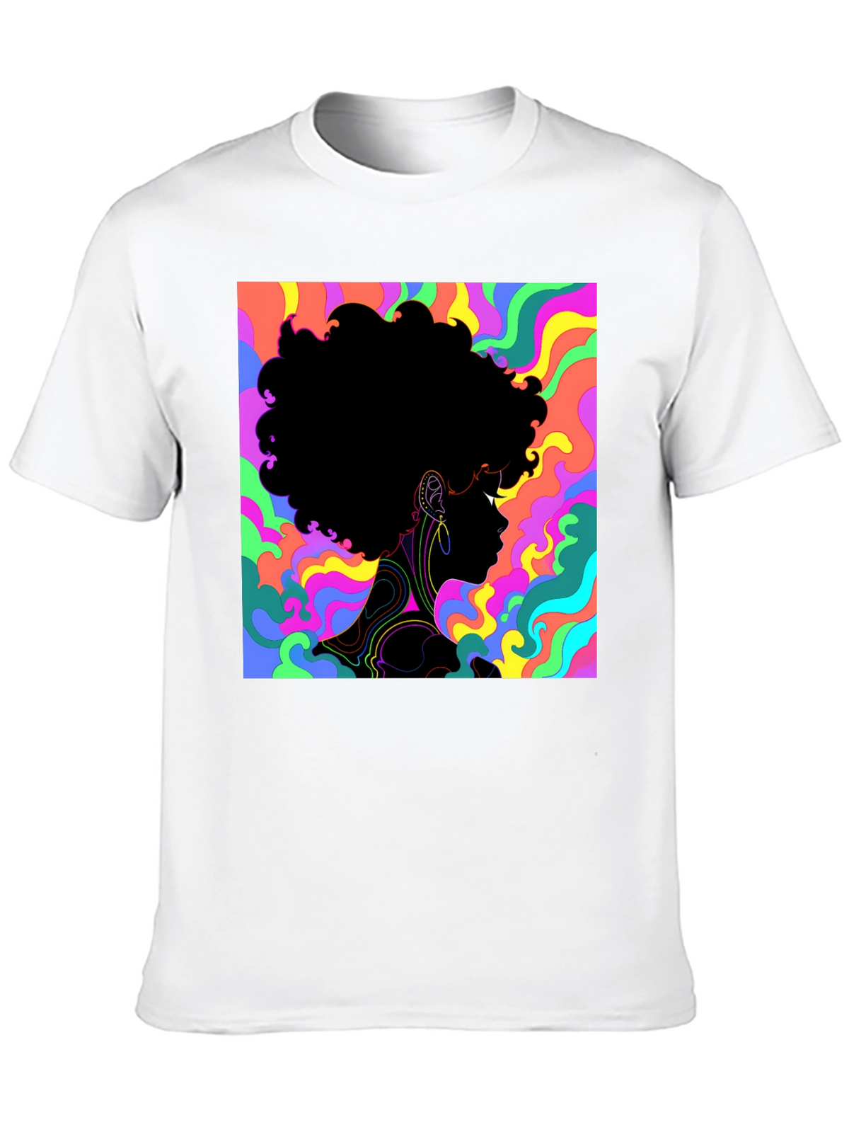 Psychedelic Afro Silhouette Black T-Shirt