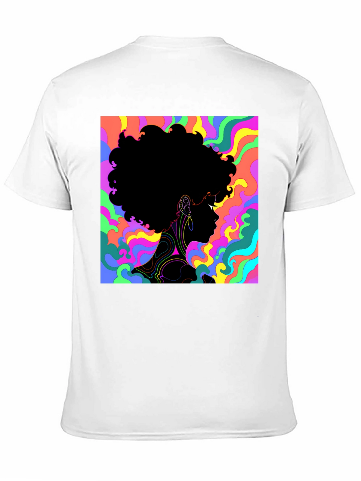 Psychedelic Afro Silhouette Black T-Shirt