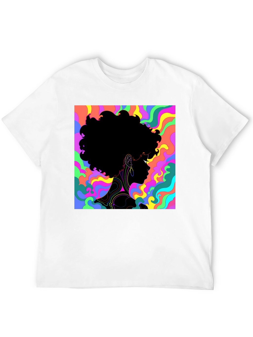 Psychedelic Afro Silhouette Black T-Shirt