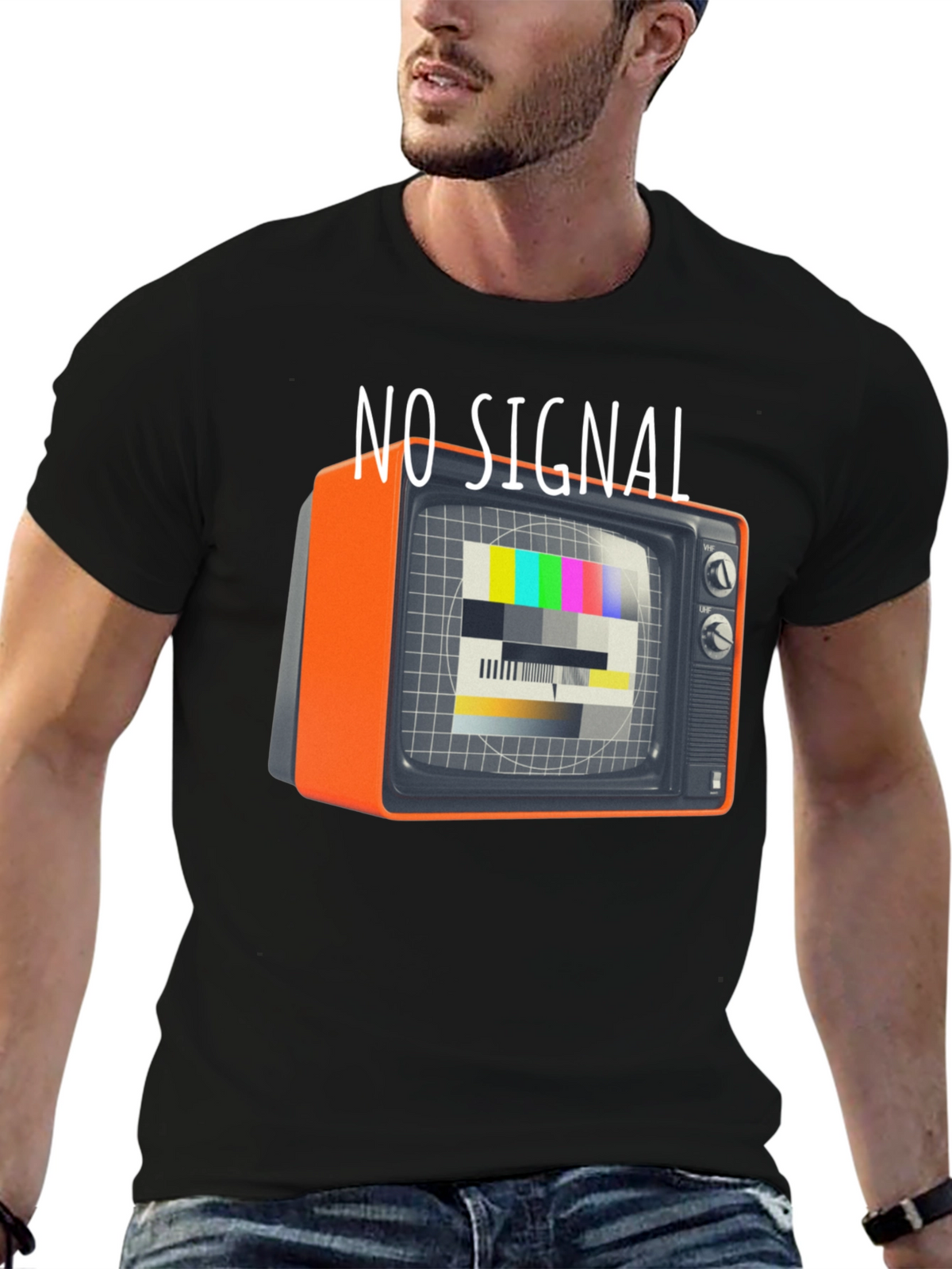 No Signal Retro TV Graphic Tee - Black