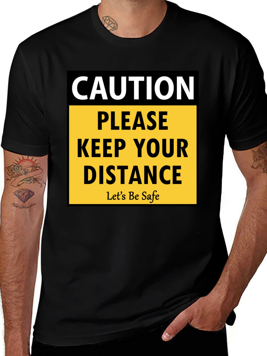Caution Keep Your Distance Graphic T-Shirt