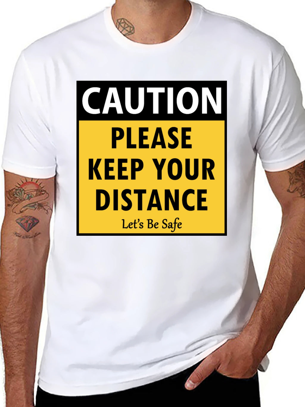 Caution Keep Your Distance Graphic T-Shirt