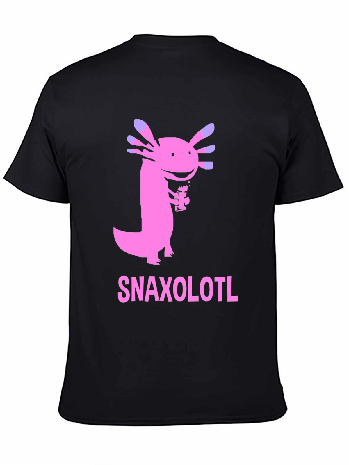 Snaxolotl Black T-Shirt - Funny Axolotl Snack Design