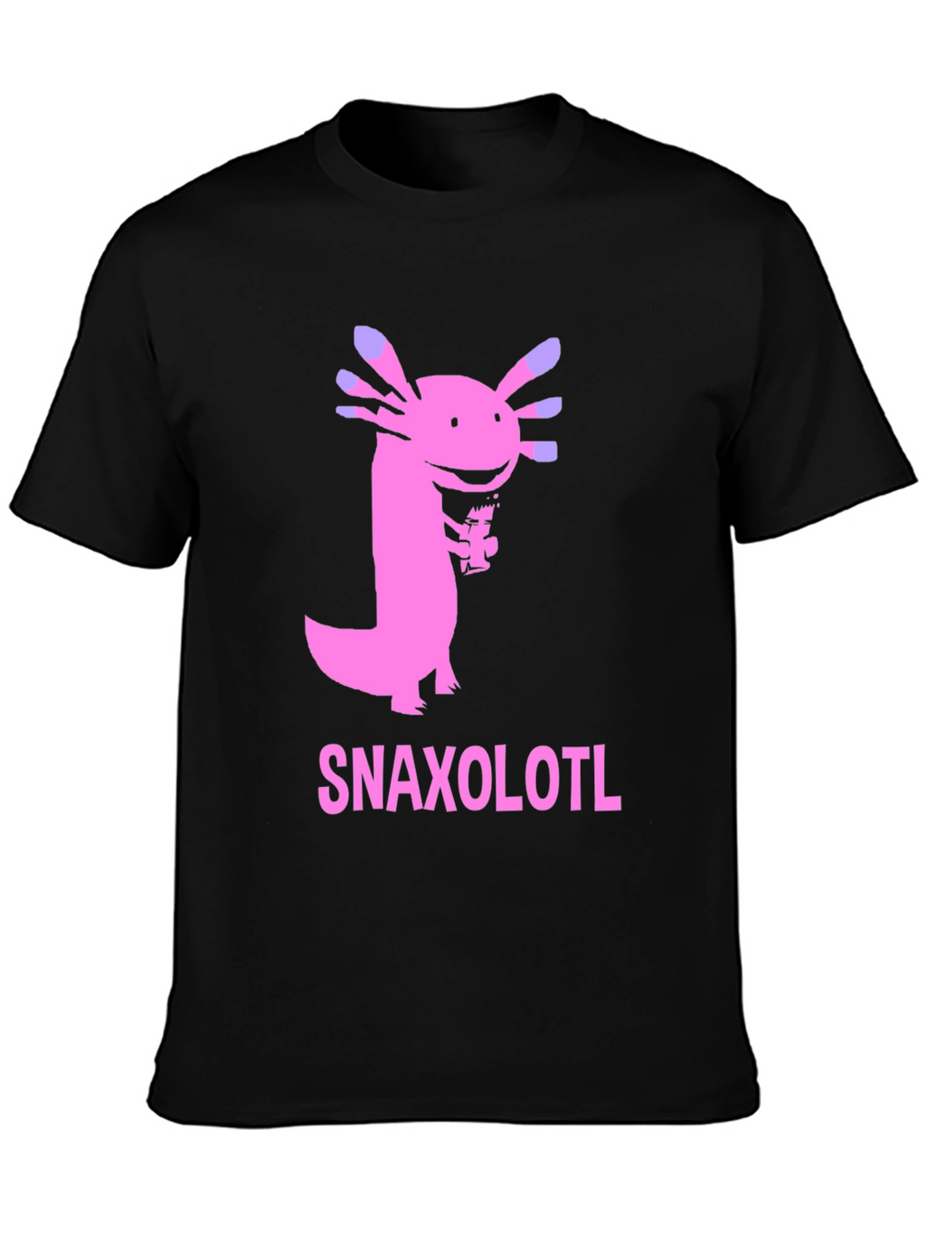 Snaxolotl Black T-Shirt - Funny Axolotl Snack Design