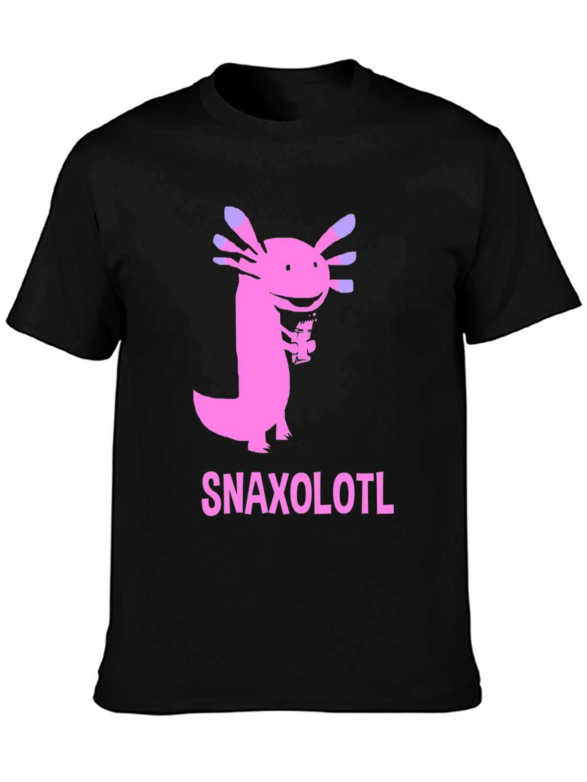 Snaxolotl Black T-Shirt - Funny Axolotl Snack Design
