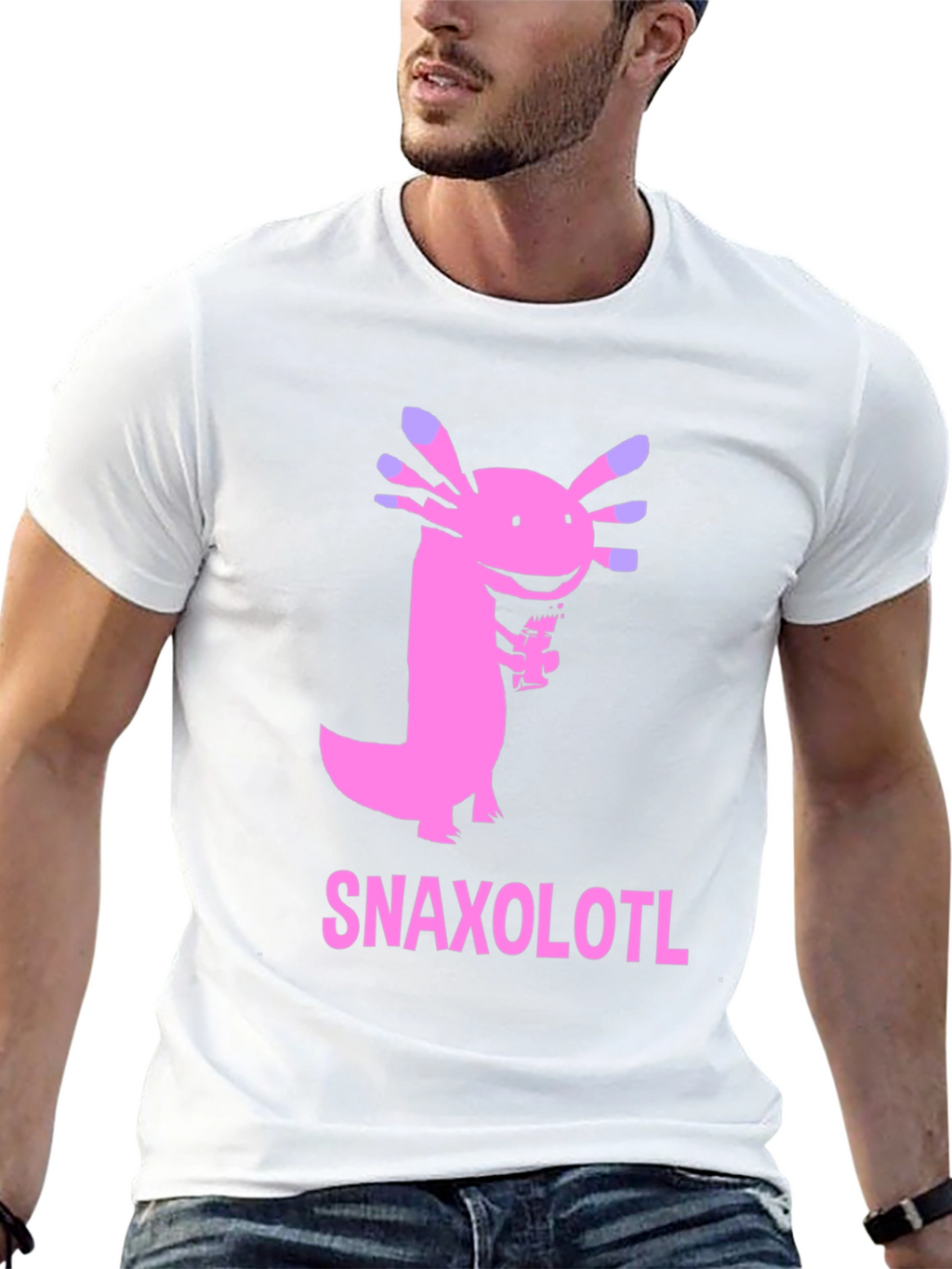 Snaxolotl Black T-Shirt - Funny Axolotl Snack Design
