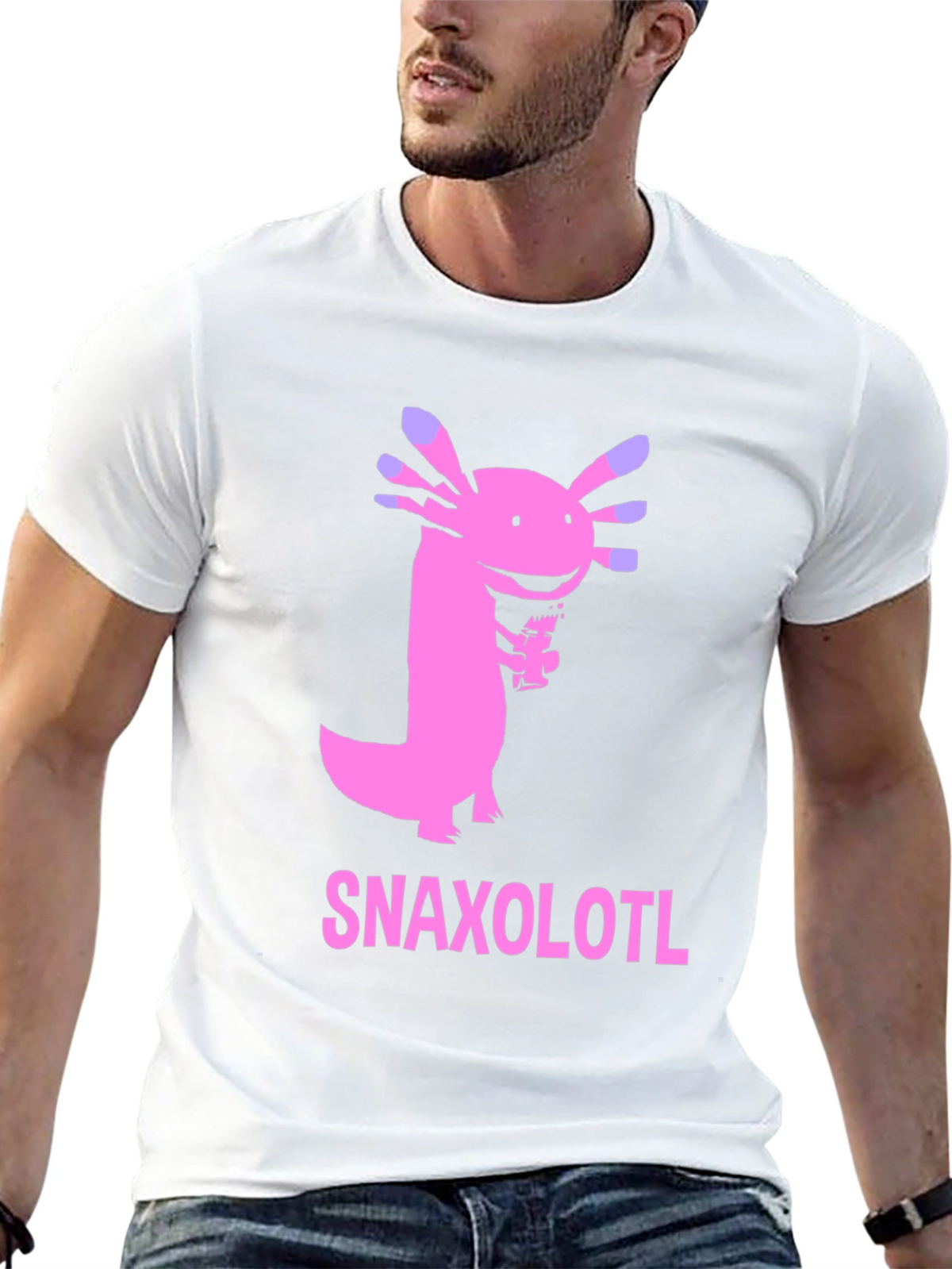 Snaxolotl Black T-Shirt - Funny Axolotl Snack Design