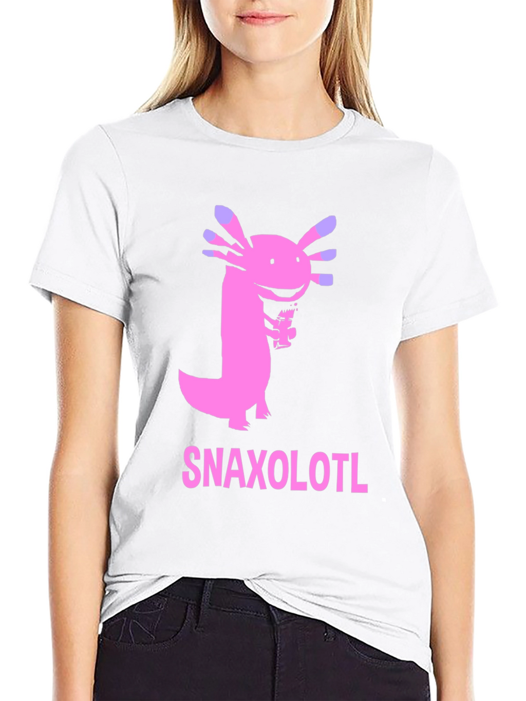 Snaxolotl Black T-Shirt - Funny Axolotl Snack Design