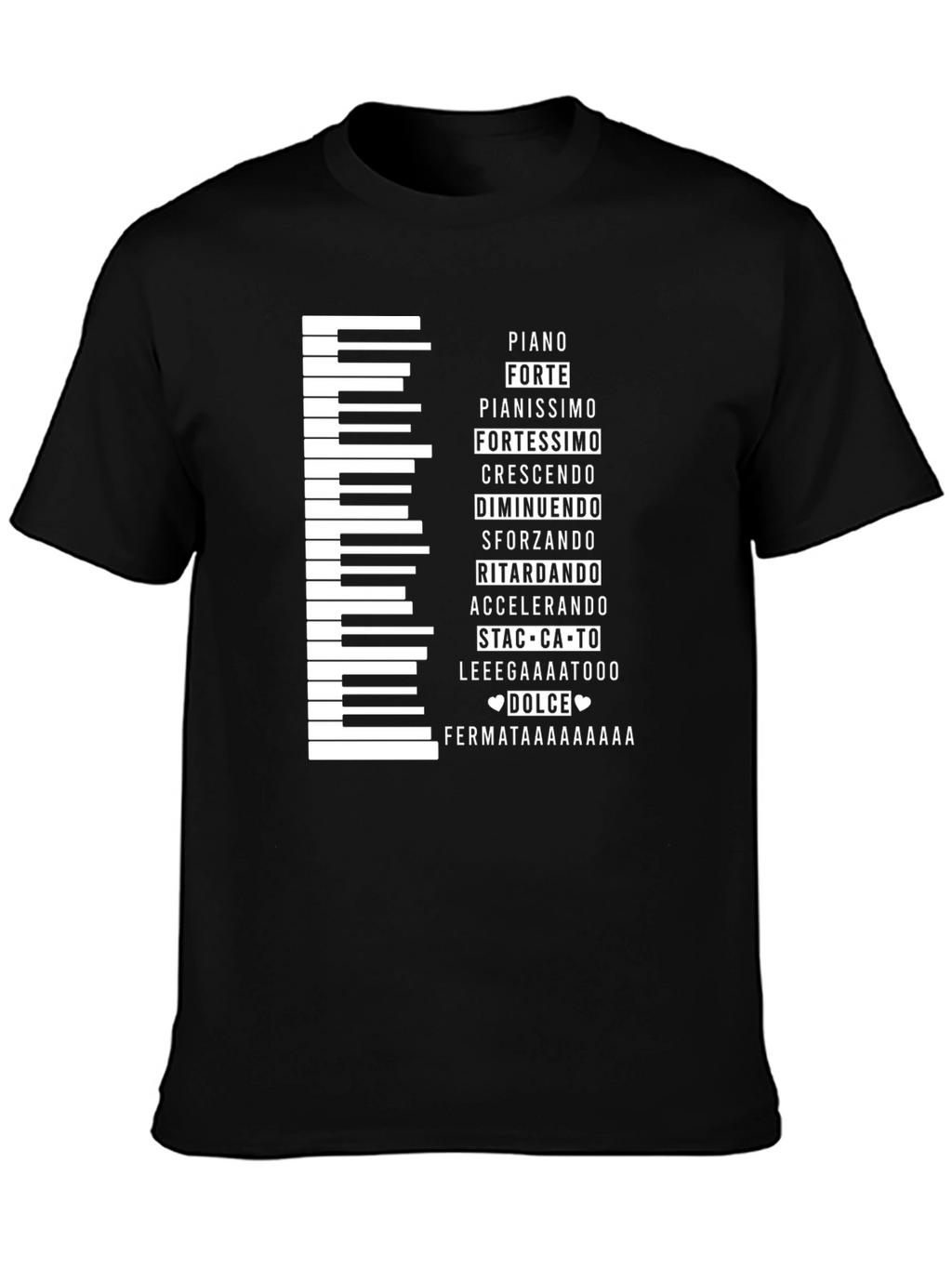 Musical Expression T-Shirt - Piano Keys & Italian Terms