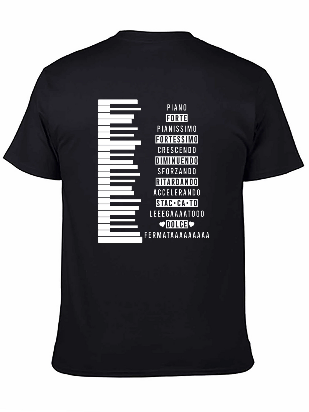 Musical Expression T-Shirt - Piano Keys & Italian Terms