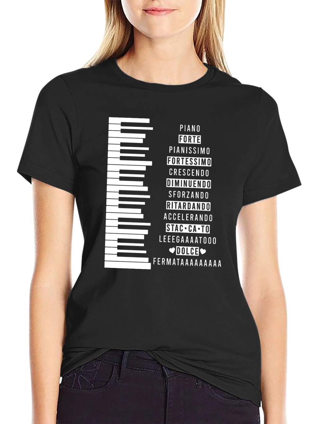 Musical Expression T-Shirt - Piano Keys & Italian Terms