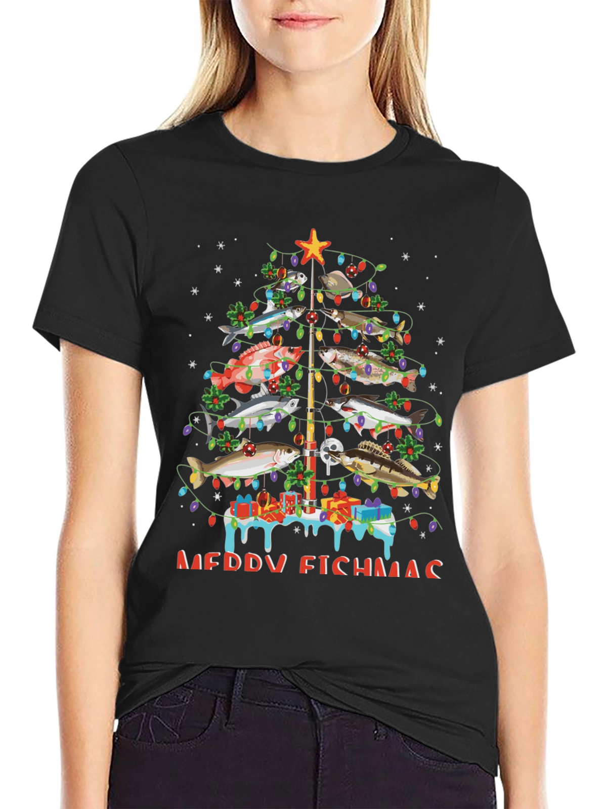 Merry Fishmas Christmas Tree T-Shirt