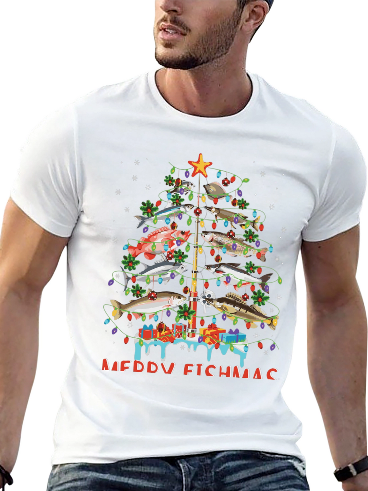 Merry Fishmas Christmas Tree T-Shirt