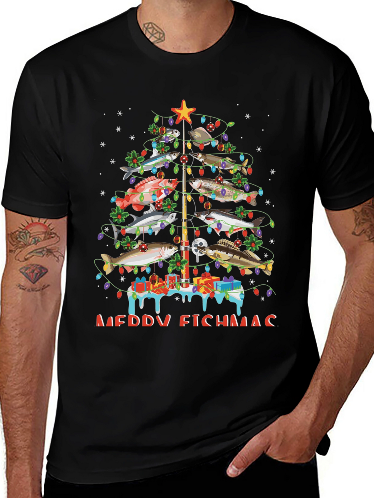Merry Fishmas Christmas Tree T-Shirt
