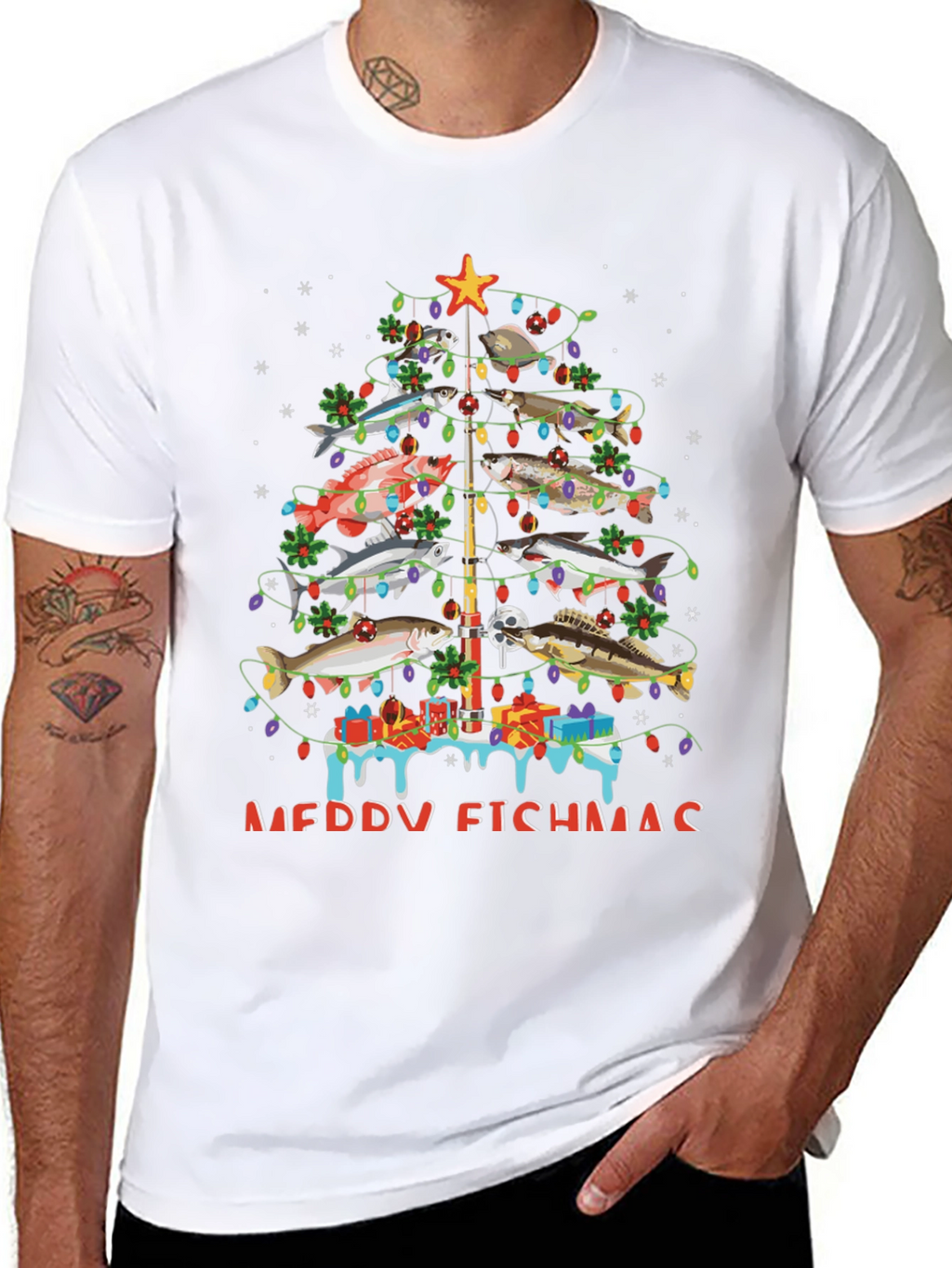 Merry Fishmas Christmas Tree T-Shirt