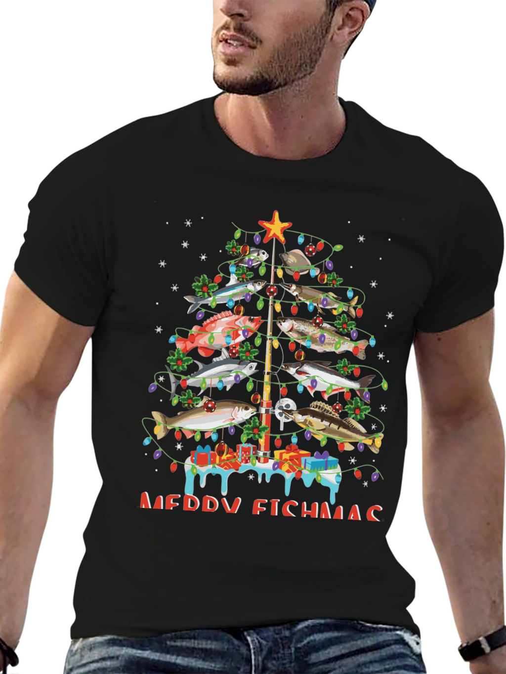 Merry Fishmas Christmas Tree T-Shirt