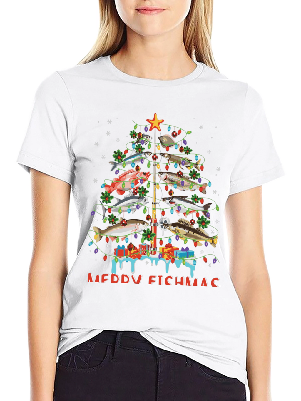 Merry Fishmas Christmas Tree T-Shirt