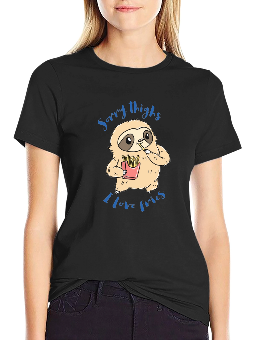 Sloth Sorry Thighs I Love Fries Graphic T-Shirt