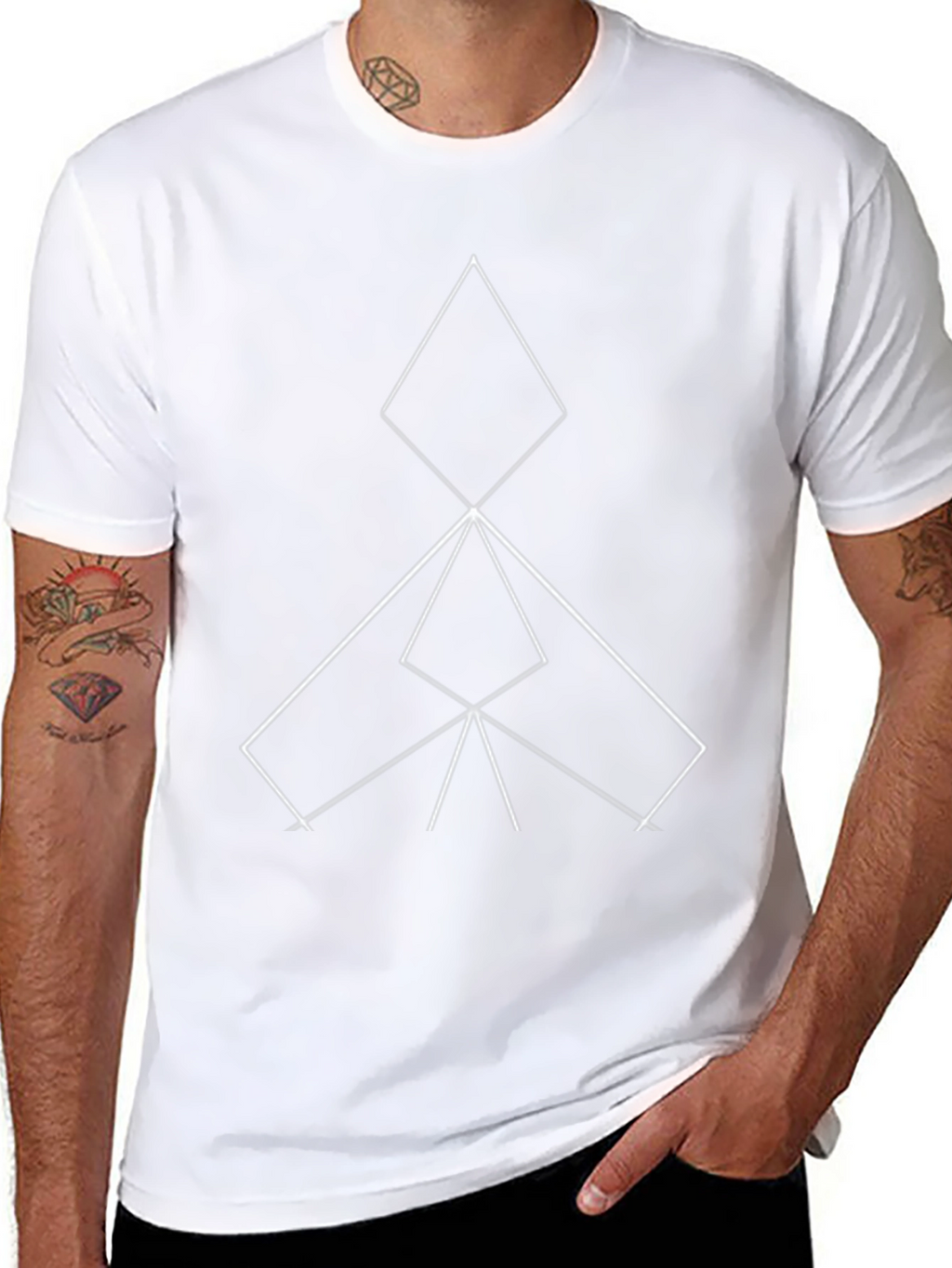 Geometric Line Art Black T-Shirt