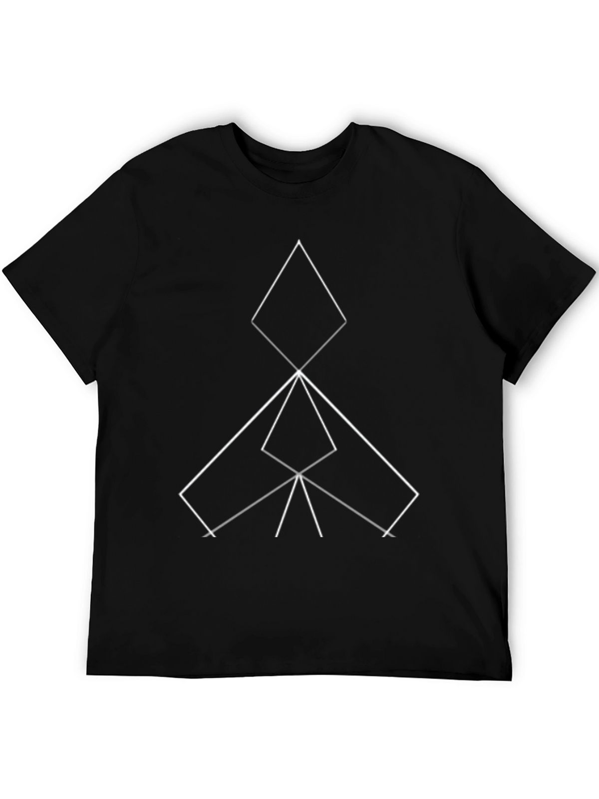 Geometric Line Art Black T-Shirt