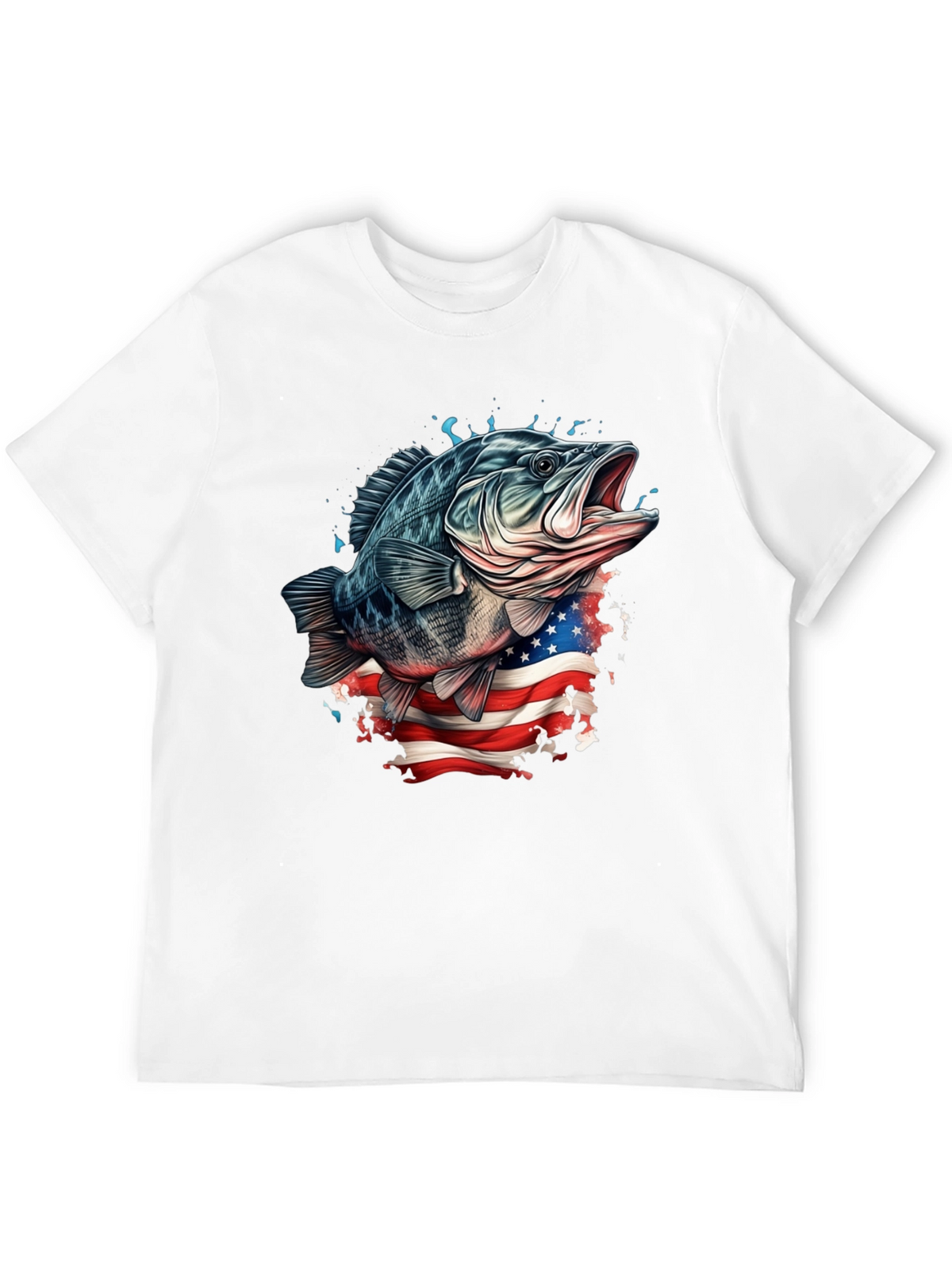 Bass Fish American Flag Graphic Tee