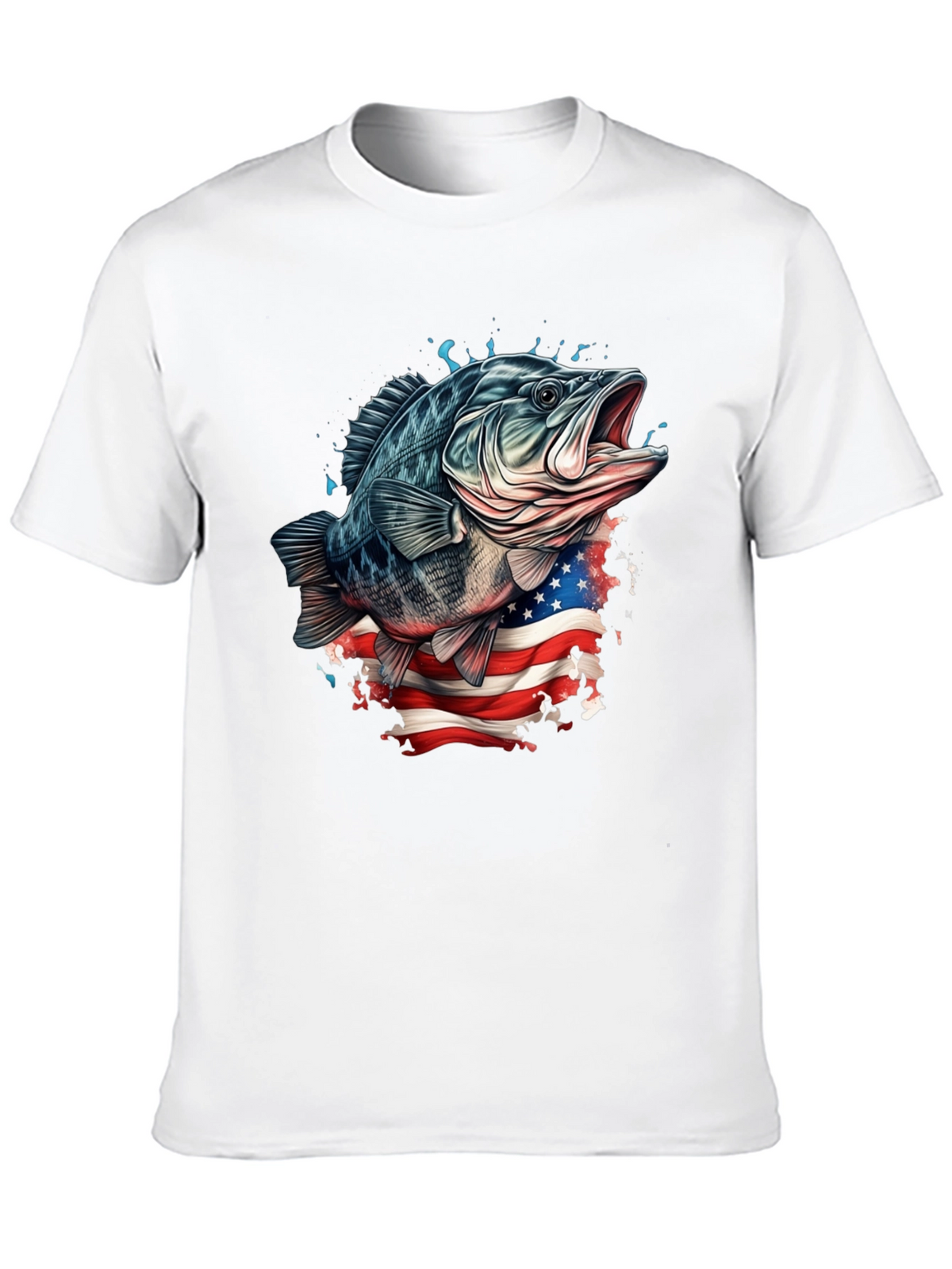 Bass Fish American Flag Graphic Tee