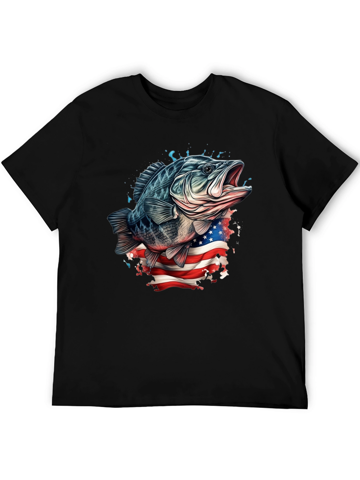 Bass Fish American Flag Graphic Tee