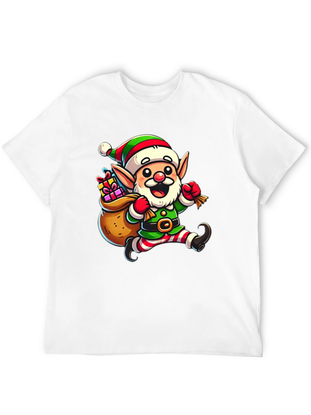Festive Elf Graphic T-Shirt - Holiday Cheer