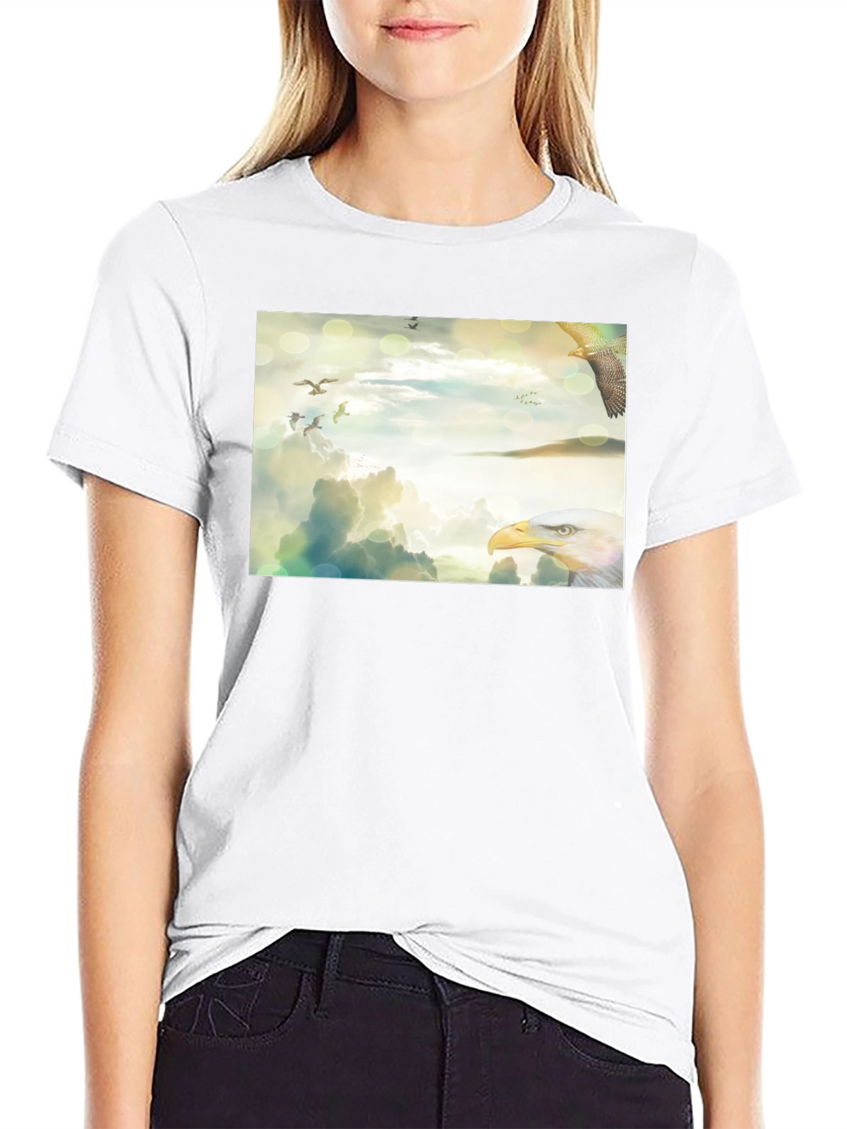 Eagle Sky Print Black T-Shirt