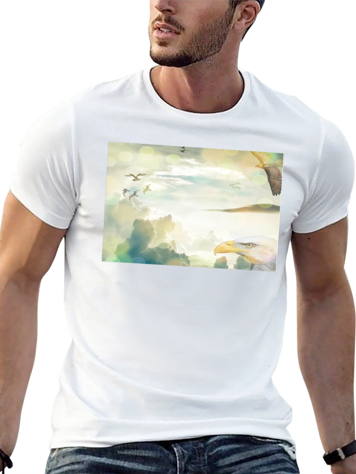 Eagle Sky Print Black T-Shirt