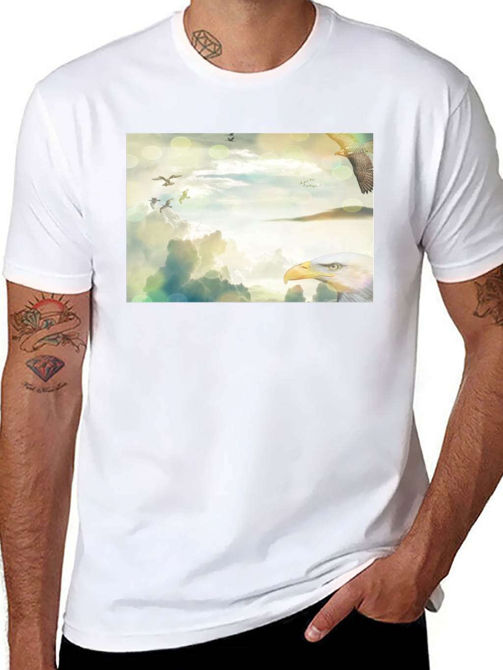 Eagle Sky Print Black T-Shirt
