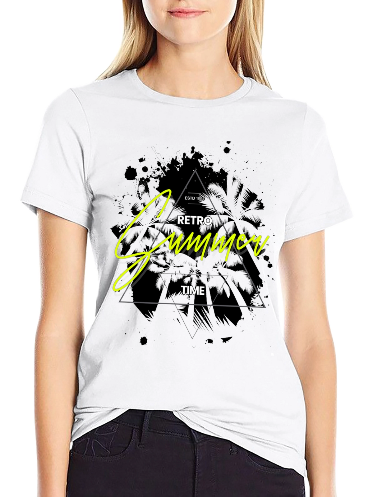Retro Summer Time Black Graphic Tee