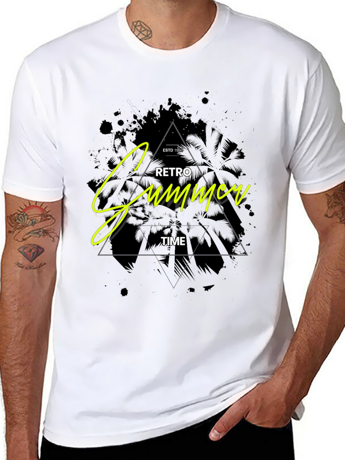 Retro Summer Time Black Graphic Tee