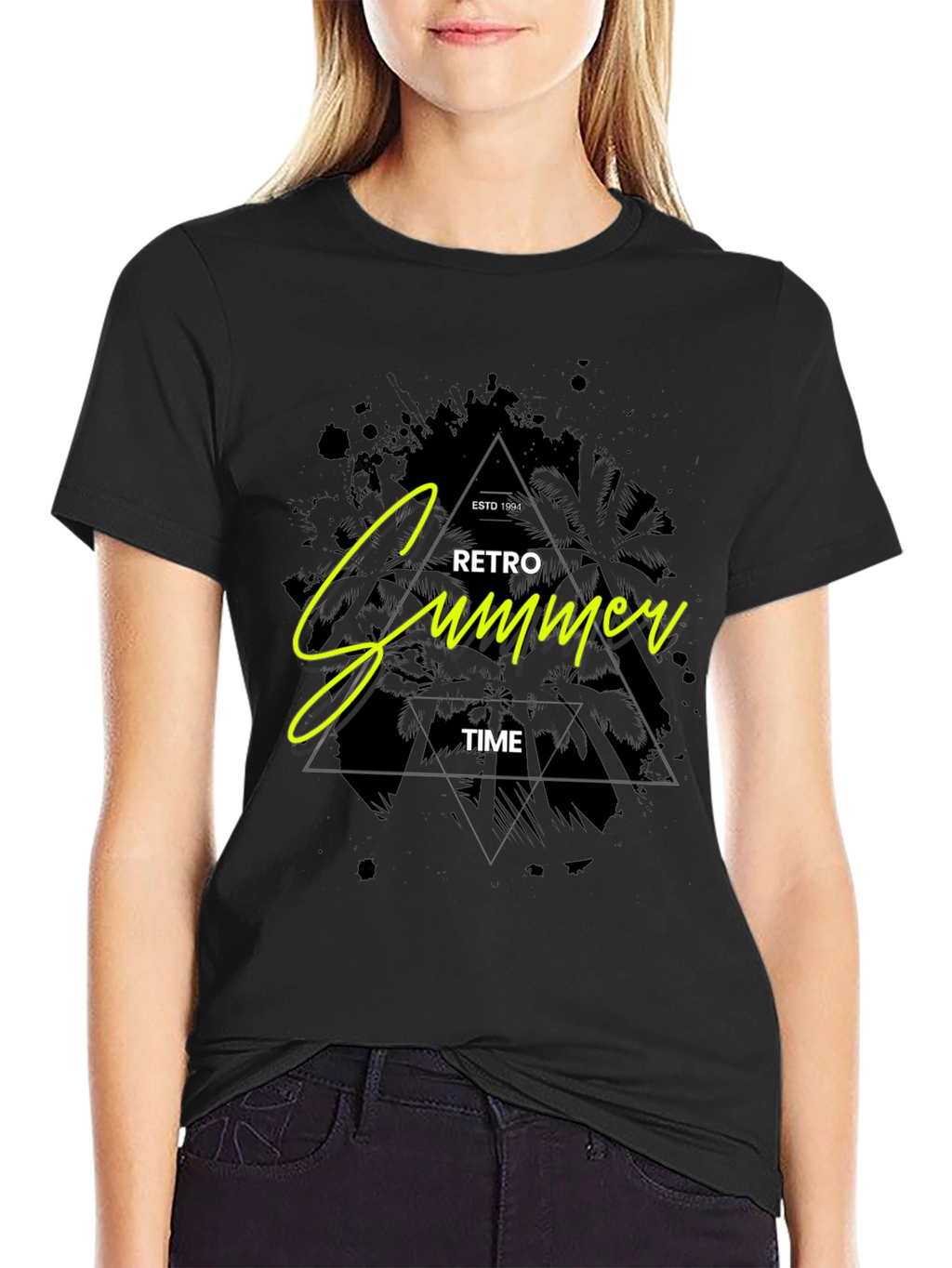 Retro Summer Time Black Graphic Tee
