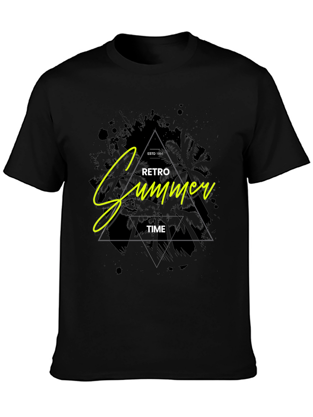 Retro Summer Time Black Graphic Tee