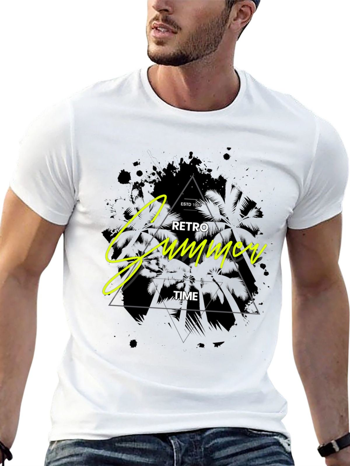 Retro Summer Time Black Graphic Tee