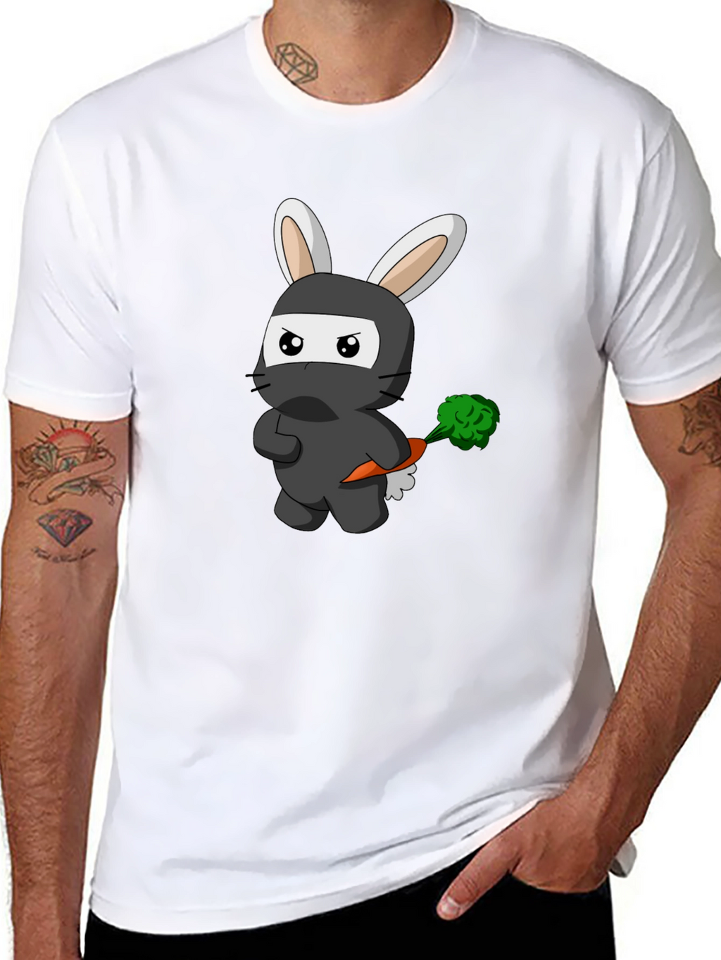 Ninja Rabbit Graphic T-Shirt - Black Cotton Tee