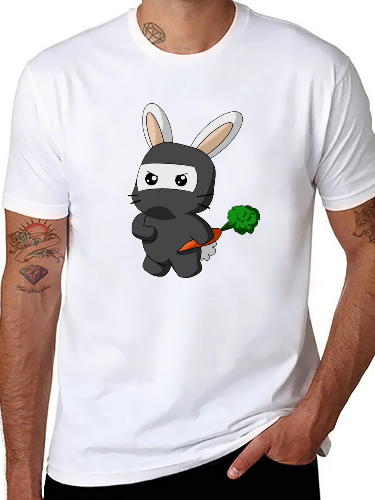 Ninja Rabbit Graphic T-Shirt - Black Cotton Tee