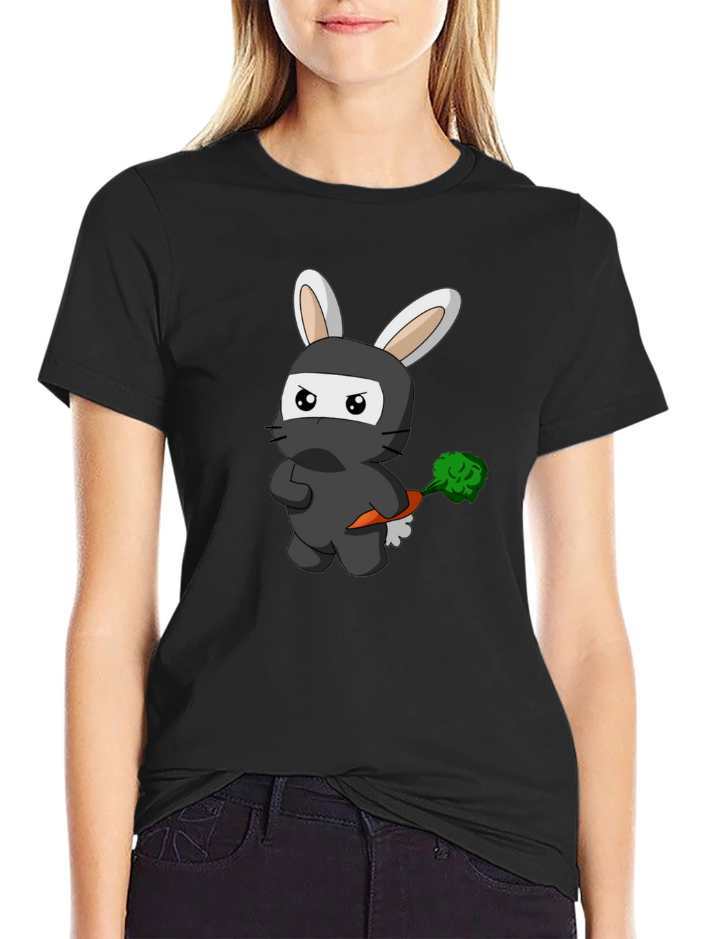Ninja Rabbit Graphic T-Shirt - Black Cotton Tee