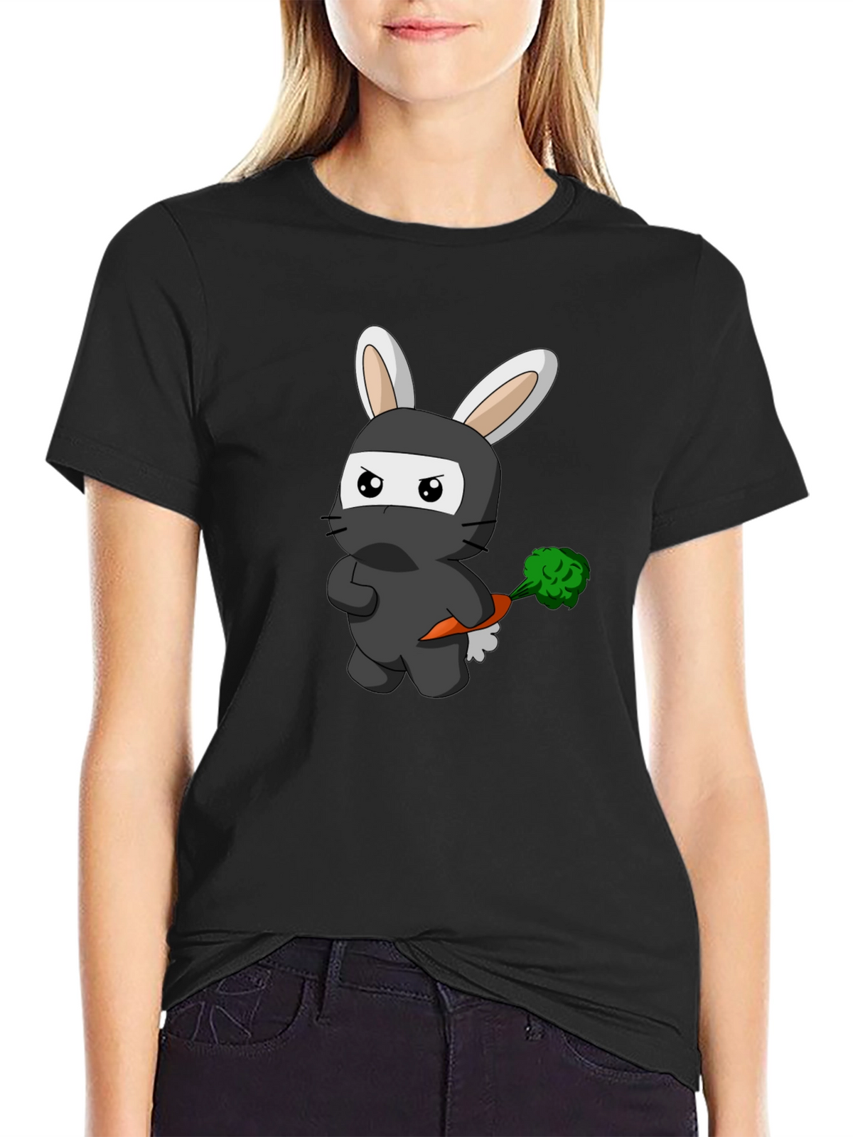 Ninja Rabbit Graphic T-Shirt - Black Cotton Tee