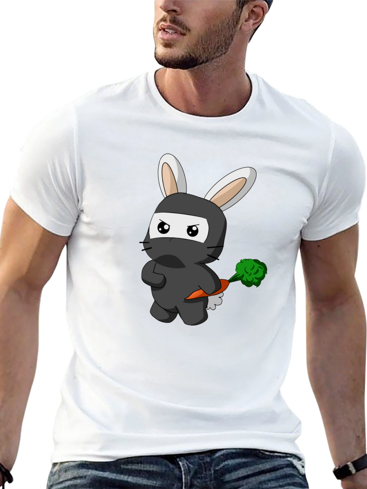 Ninja Rabbit Graphic T-Shirt - Black Cotton Tee