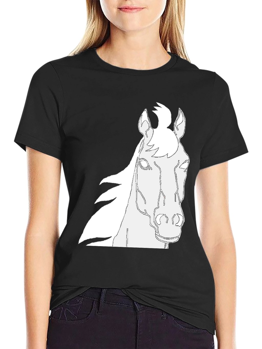 Horse Outline Graphic Black T-Shirt