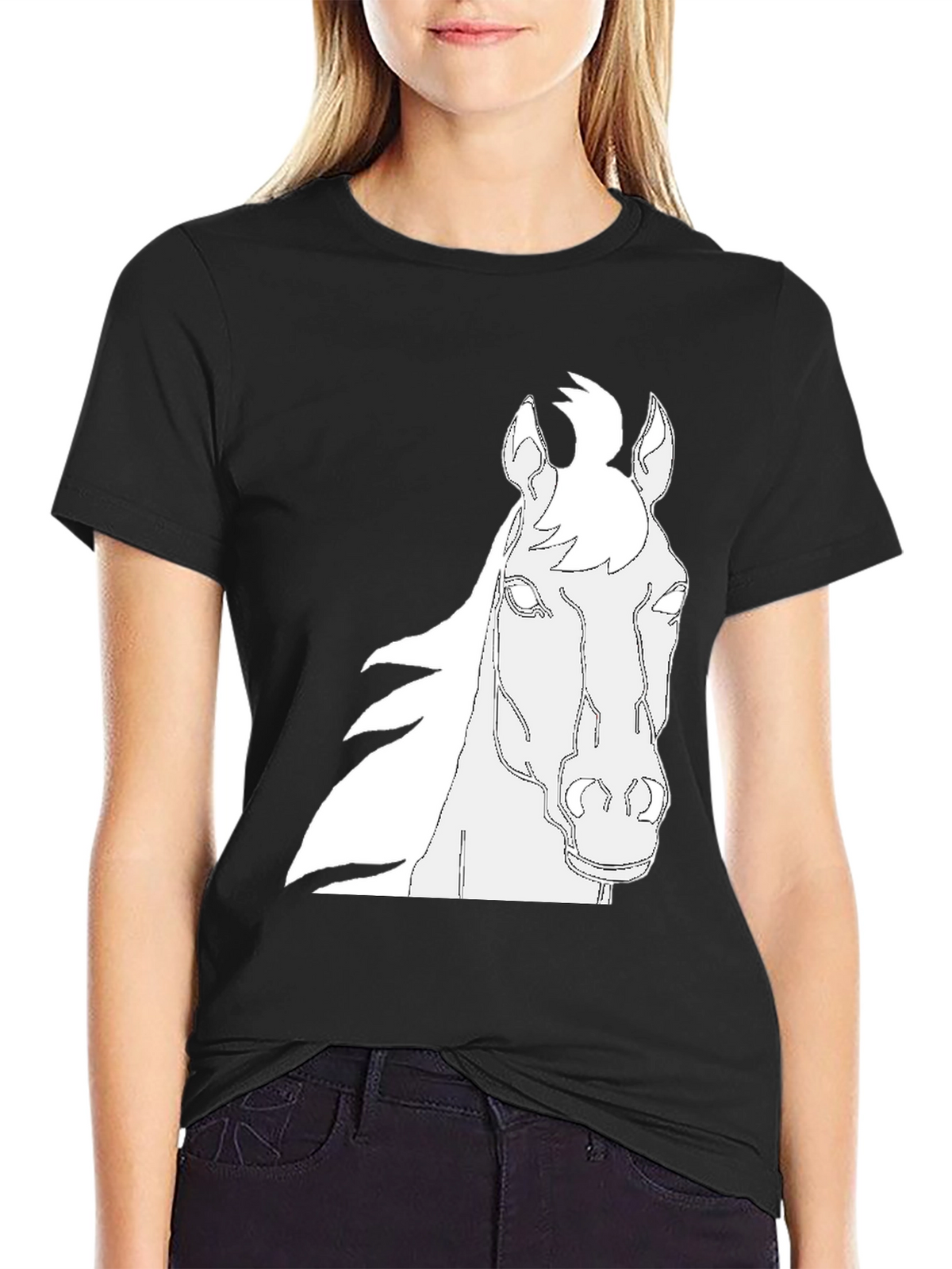 Horse Outline Graphic Black T-Shirt