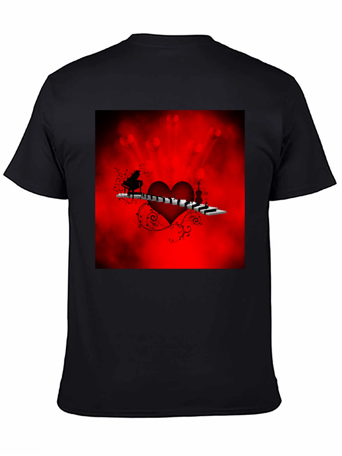 Music Lovers Heart Graphic Tee - Black