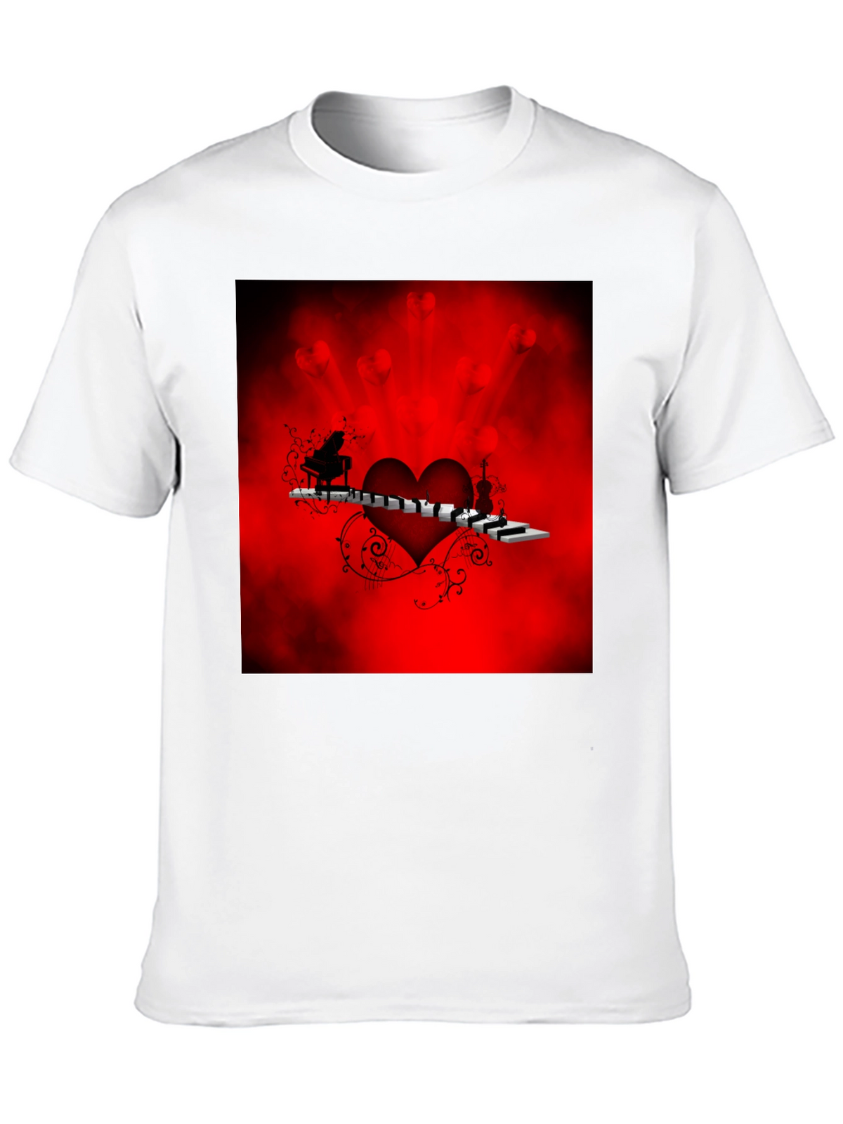 Music Lovers Heart Graphic Tee - Black