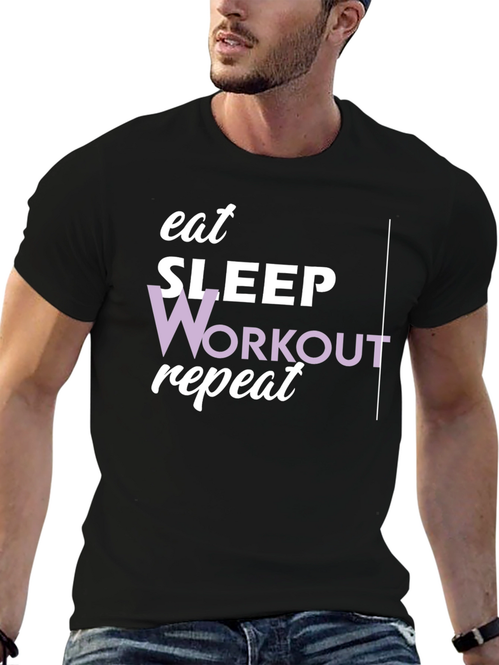 Eat Sleep Workout Repeat Graphic Tee