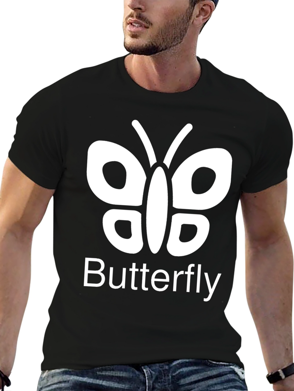 Butterfly Graphic Tee - Casual Black T-Shirt