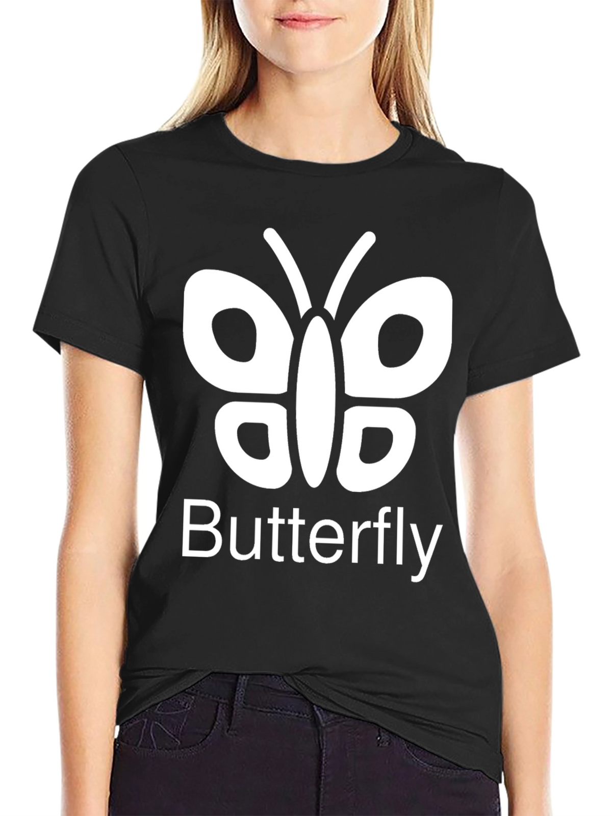 Butterfly Graphic Tee - Casual Black T-Shirt