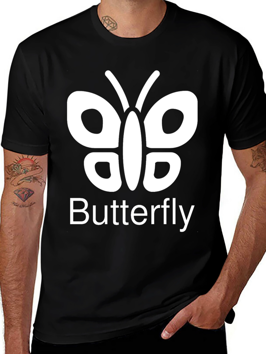 Butterfly Graphic Tee - Casual Black T-Shirt