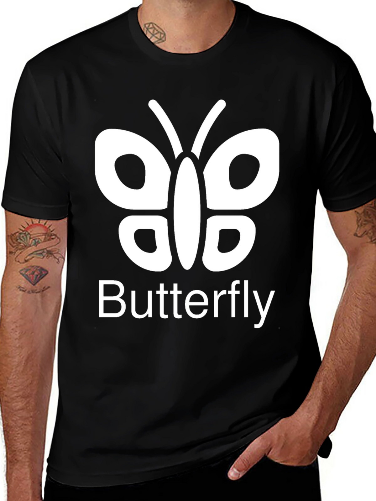 Butterfly Graphic Tee - Casual Black T-Shirt